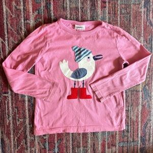 Mini Boden 3-4Y Long Sleeve Seagull Appliqué T-Shirt